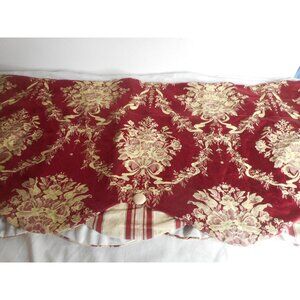 Waverly Chatham Momento Red Gold Floral / Stripe Button Valance 18 X 77.5 #1